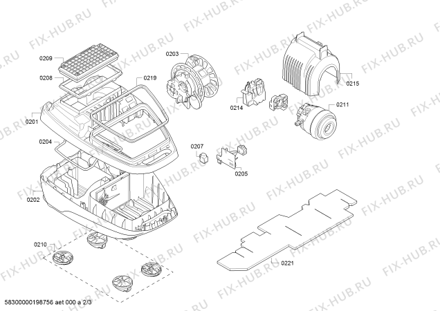 Взрыв-схема пылесоса Bosch BGL8508 In'genius ProPer>>formPlus - Схема узла 02